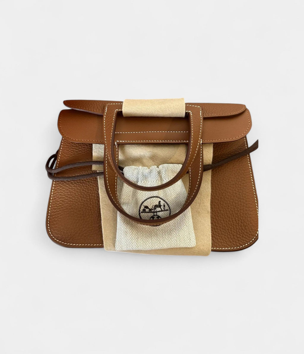 Hermès Halzan Leather Camel Handbag