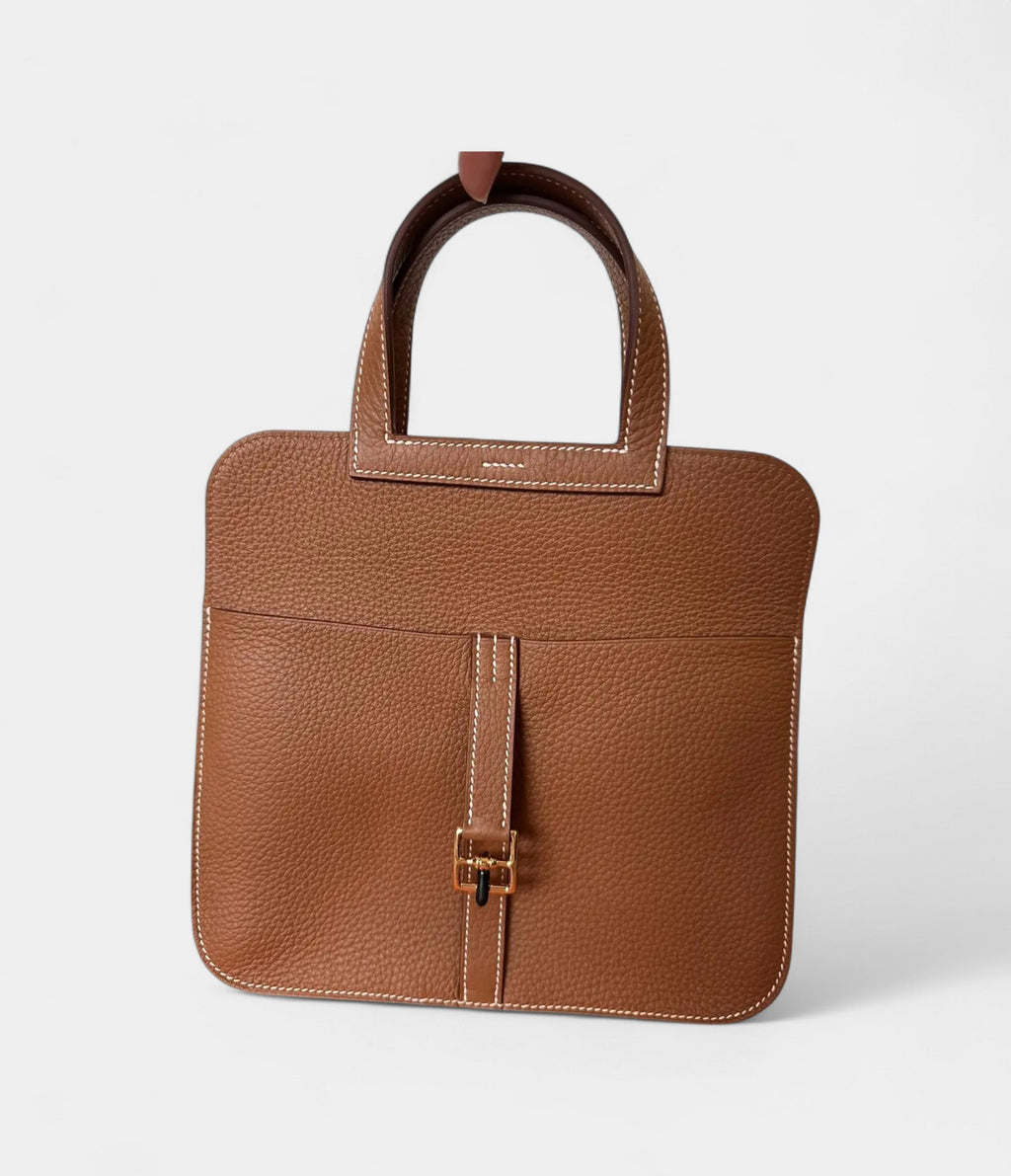 Hermès Halzan Leather Camel Handbag