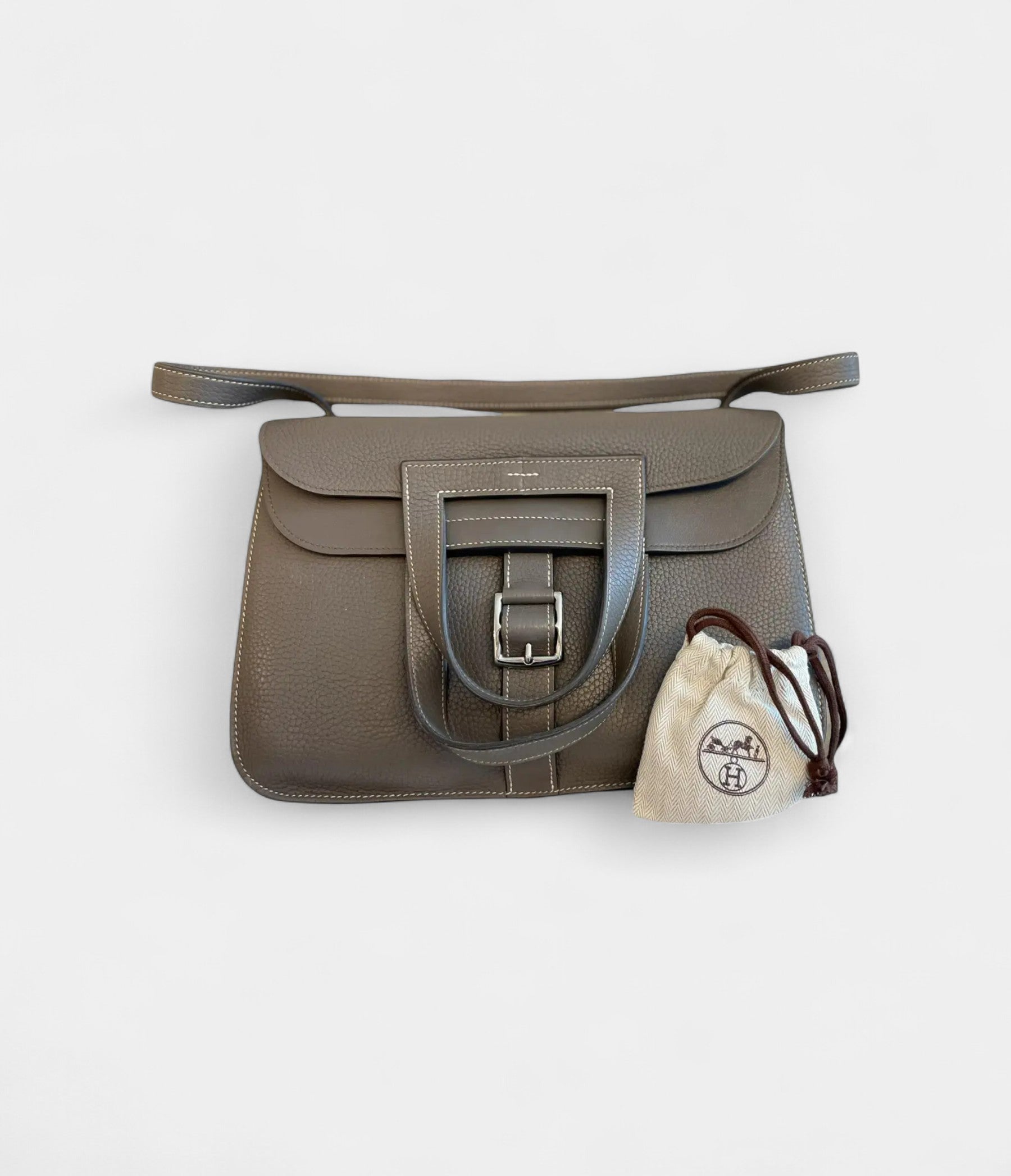 Hermès Halzan Leather Grey Handbag