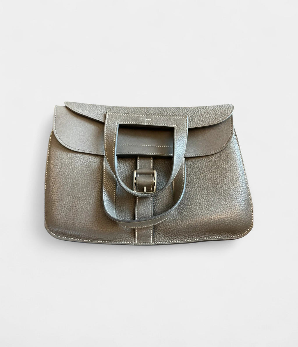 Hermès Halzan Leather Grey Handbag