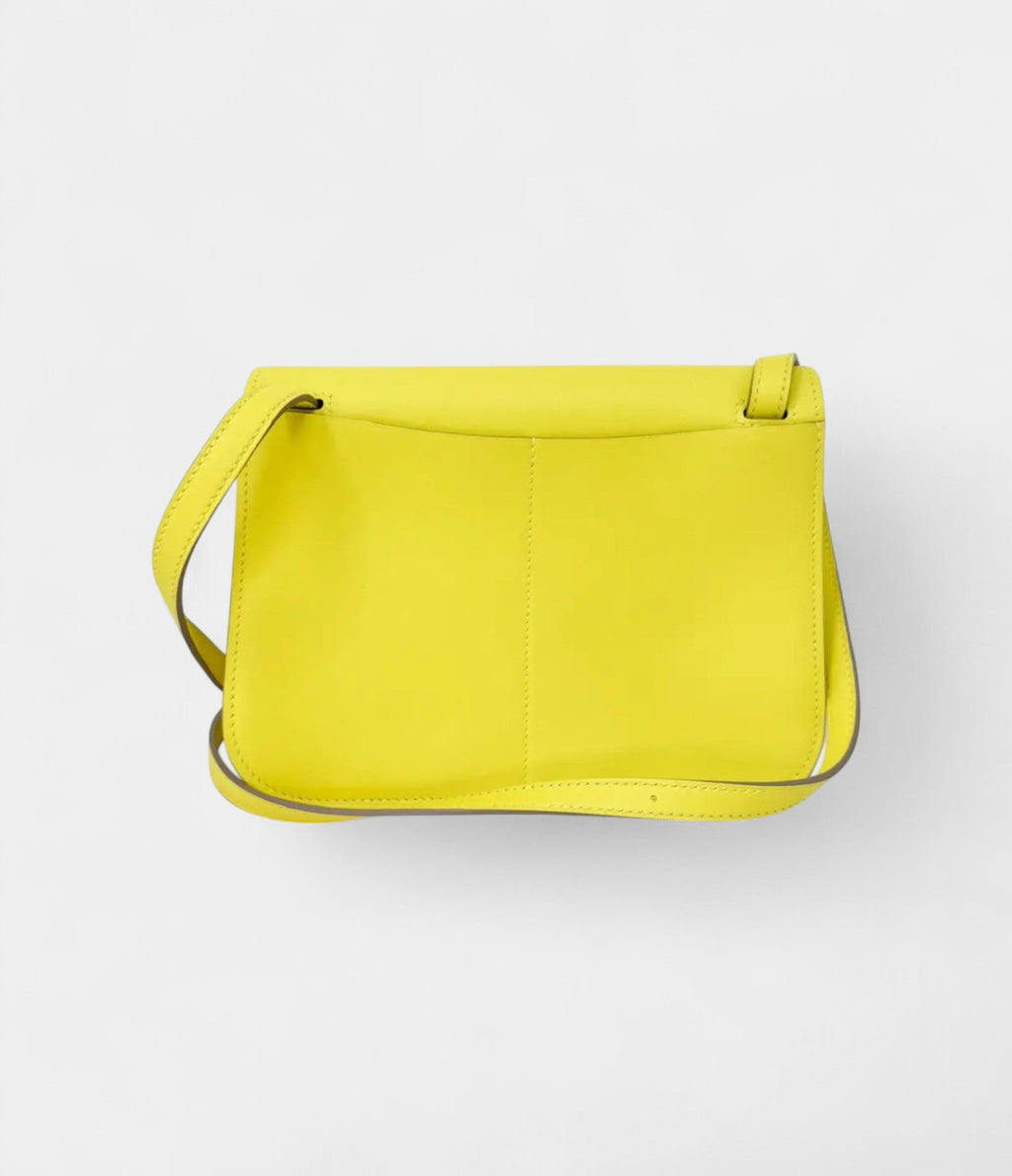 Hermès Halzan Leather Lime Yellow Handbag