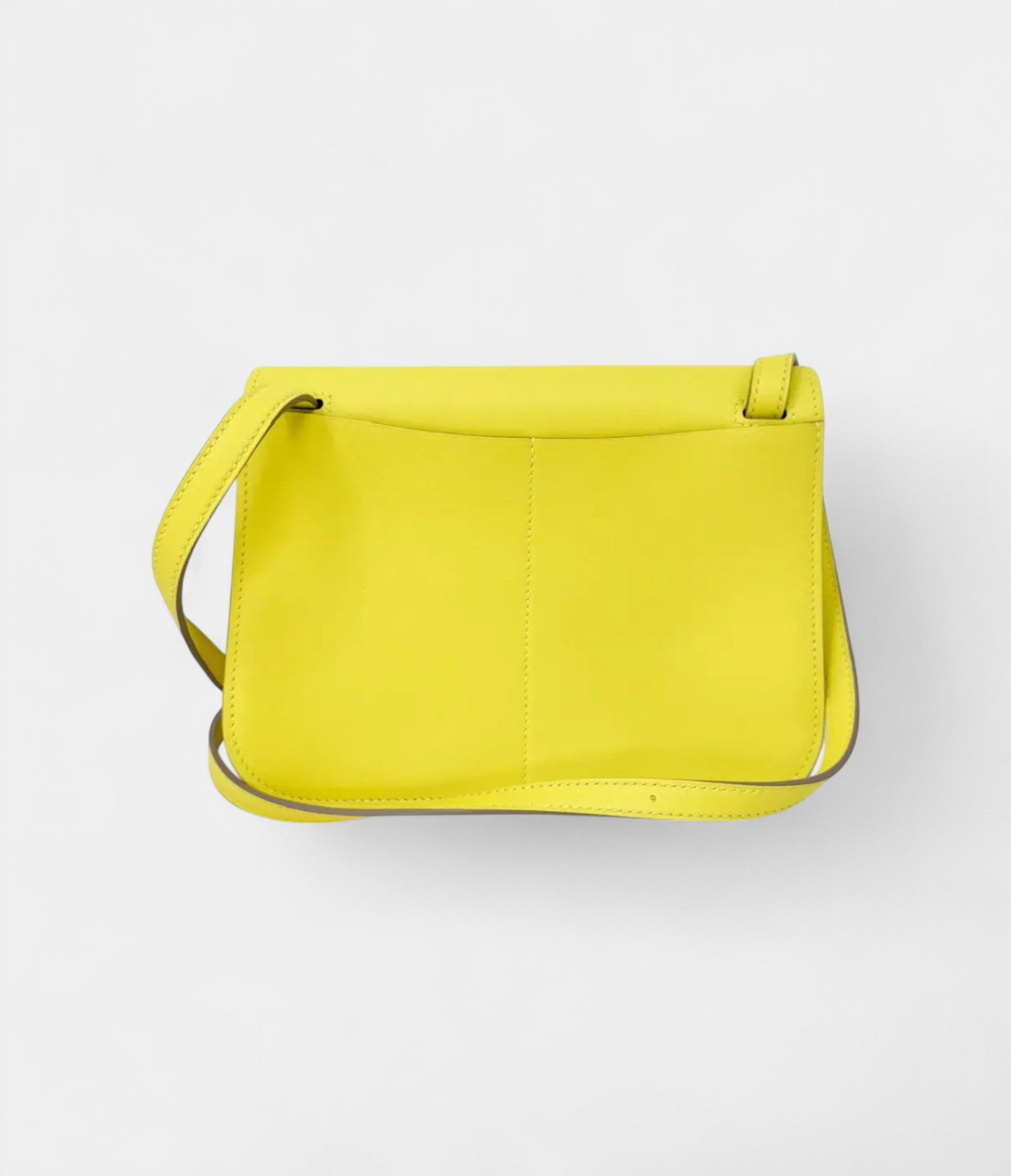Hermès Halzan Leather Lime Yellow Handbag