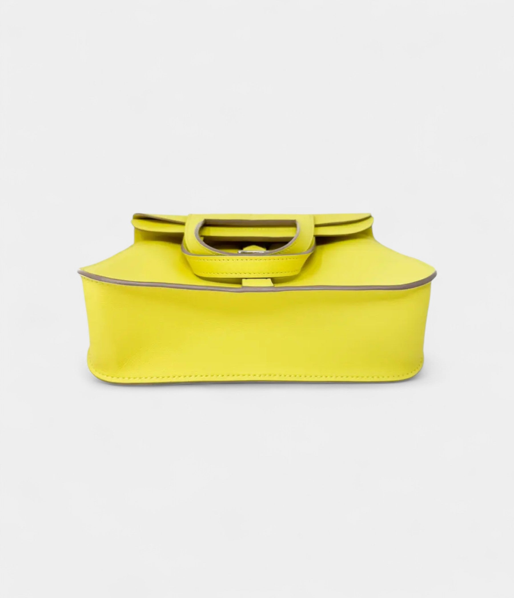 Hermès Halzan Leather Lime Yellow Handbag