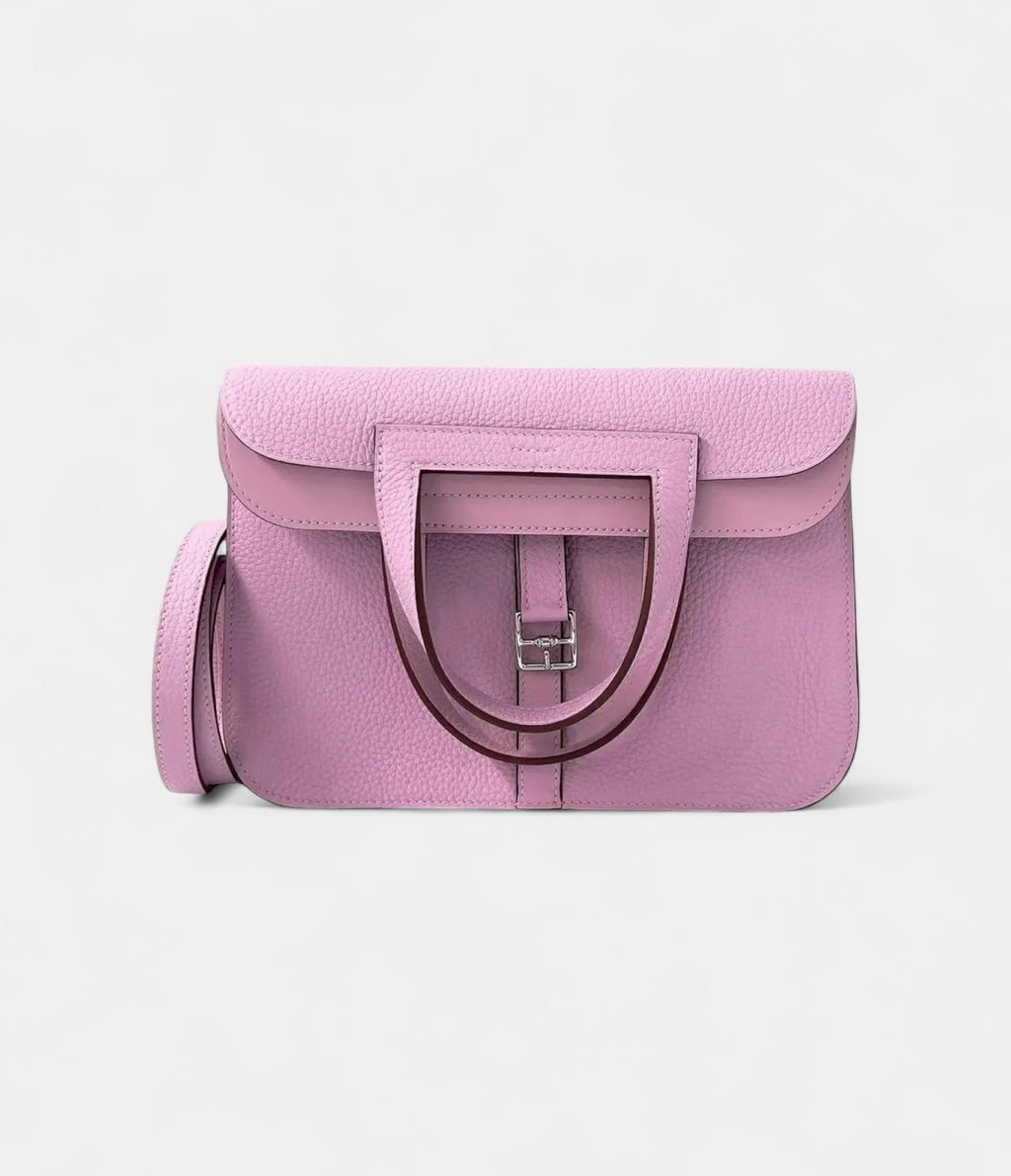 Hermès Halzan Leather Handbag Pink