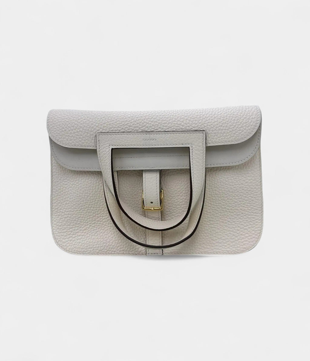 Hermès Halzan Leather White Handbag