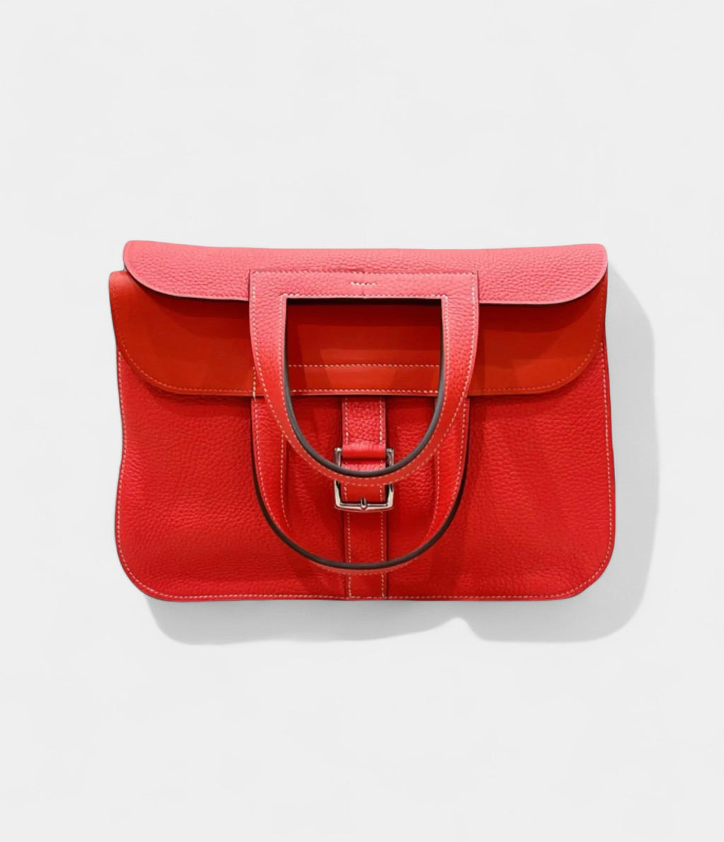 Hermès Halzan Red Leather Handbag