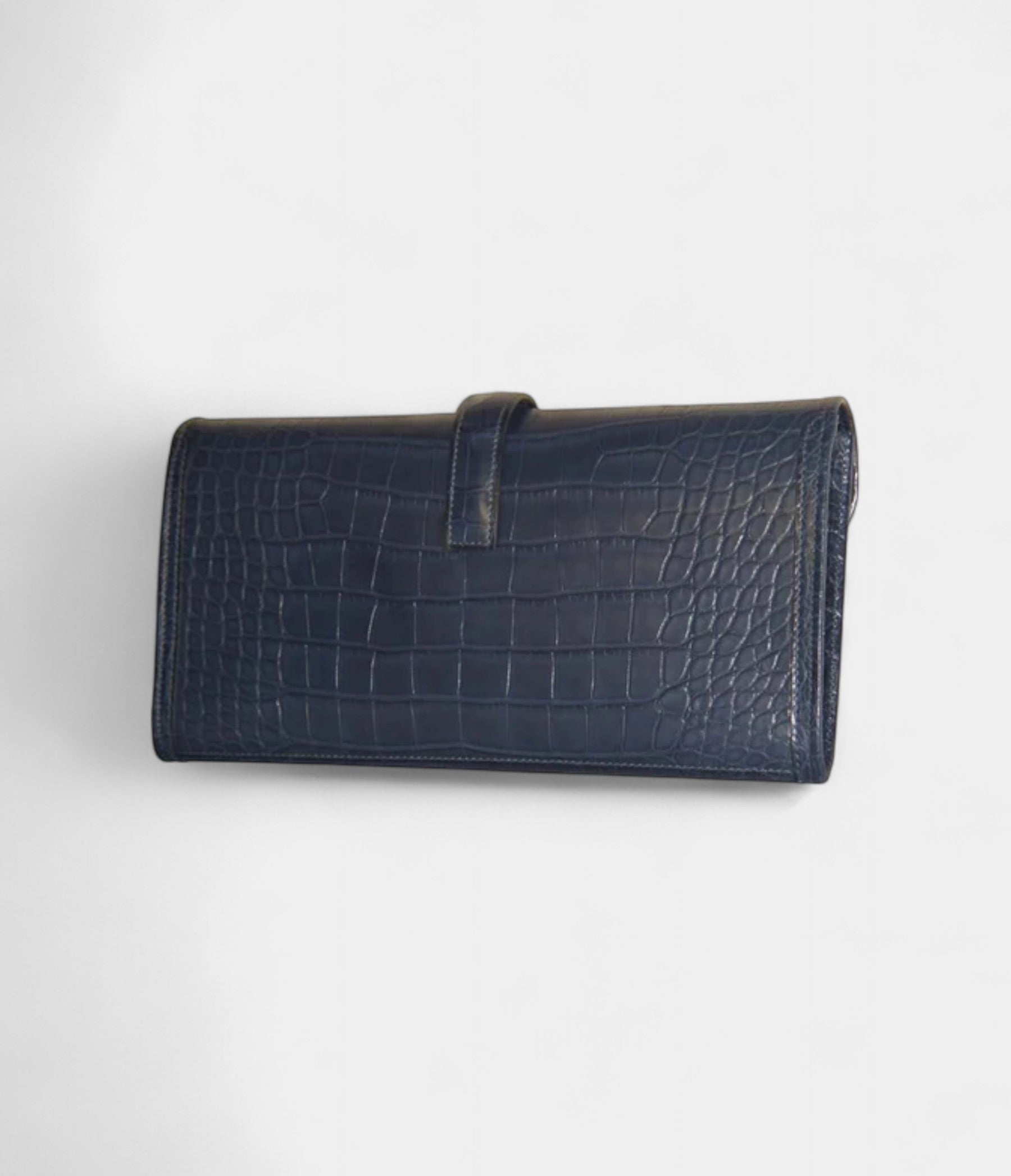 Hermès Jige 29 Clutch Bag Blue Alligator