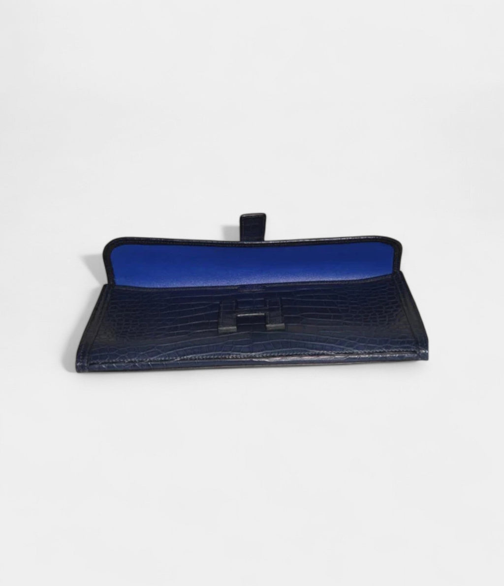 Hermès Jige 29 Clutch Bag Blue Alligator