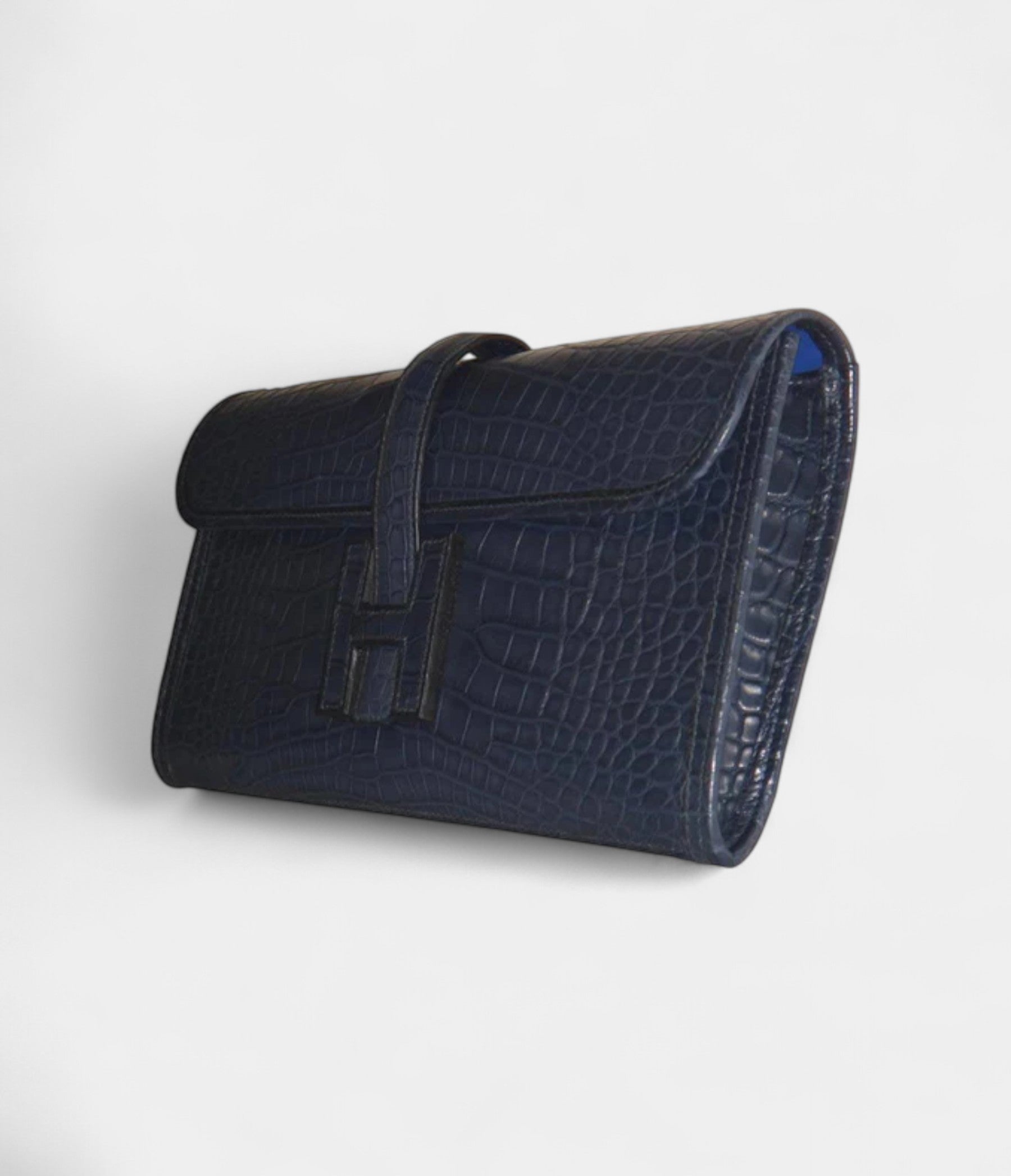 Hermès Jige 29 Clutch Bag Blue Alligator