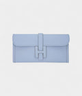 Hermes Jige Elan 29 Blue Brume Clutch Bag Evercolor Leather