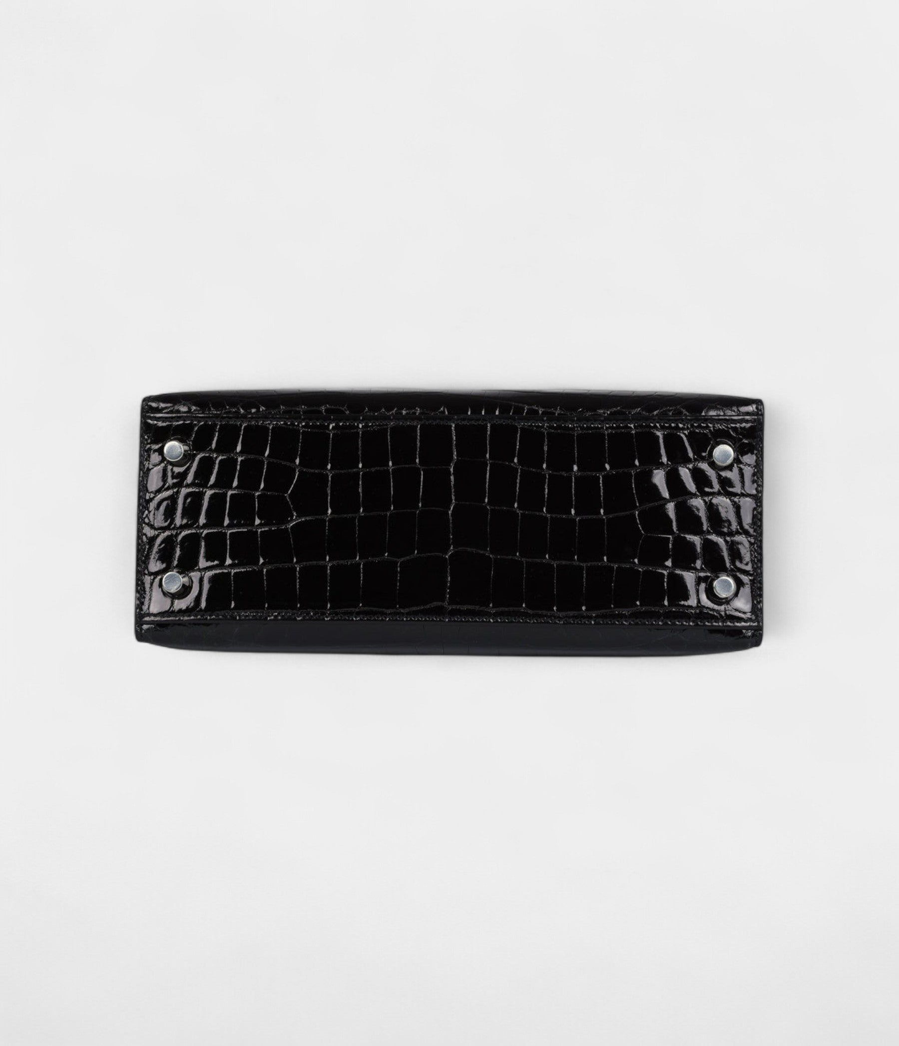 Hermes Kelly 25 Black Shiny Niloticus Crocodile Palladium Hardware