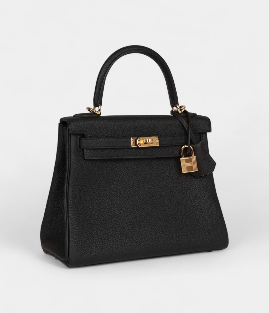 Hermes Kelly 25 Black Togo Gold Hardware
