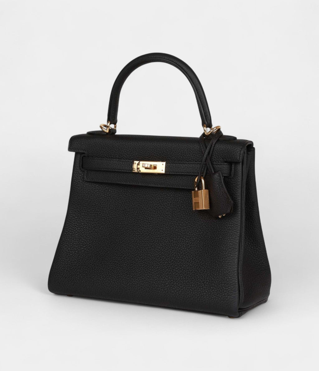 Hermes Kelly 25 Black Togo Gold Hardware
