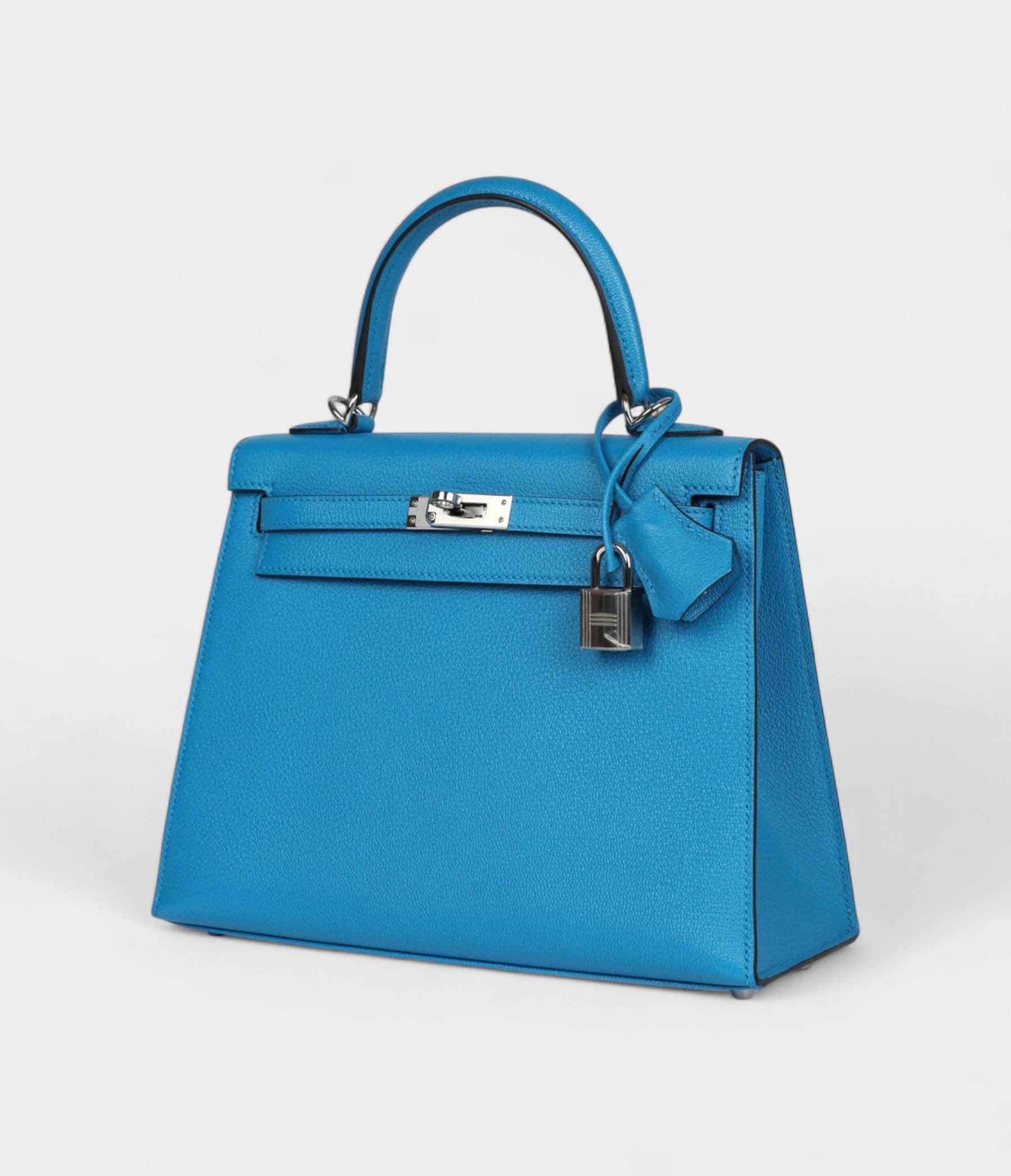 Hermes Kelly 25 Bleu Zanzibar Chevre Palladium Hardware