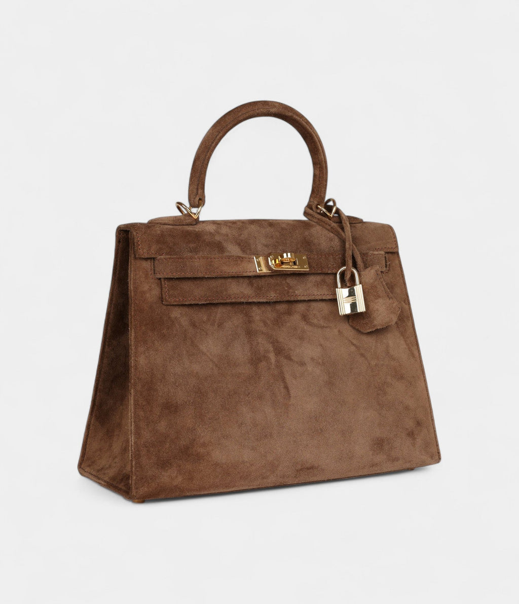 Hermes Kelly 25 Brown Doblis Gold Hardware