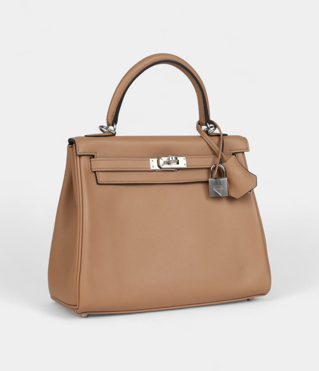 Hermes Kelly 25 Chai Swift Palladium Hardware