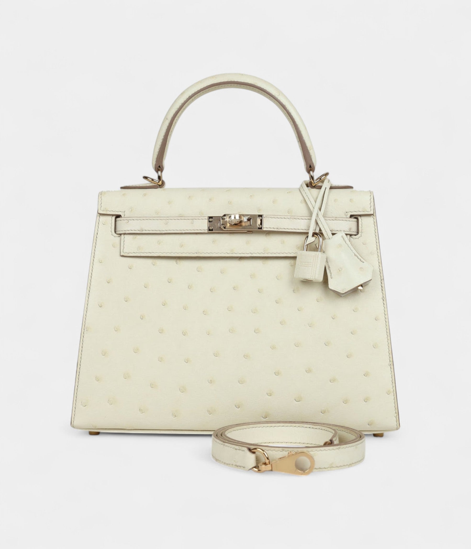 Hermes Kelly 25 Nata Verso Ostrich Permabrass Hardware