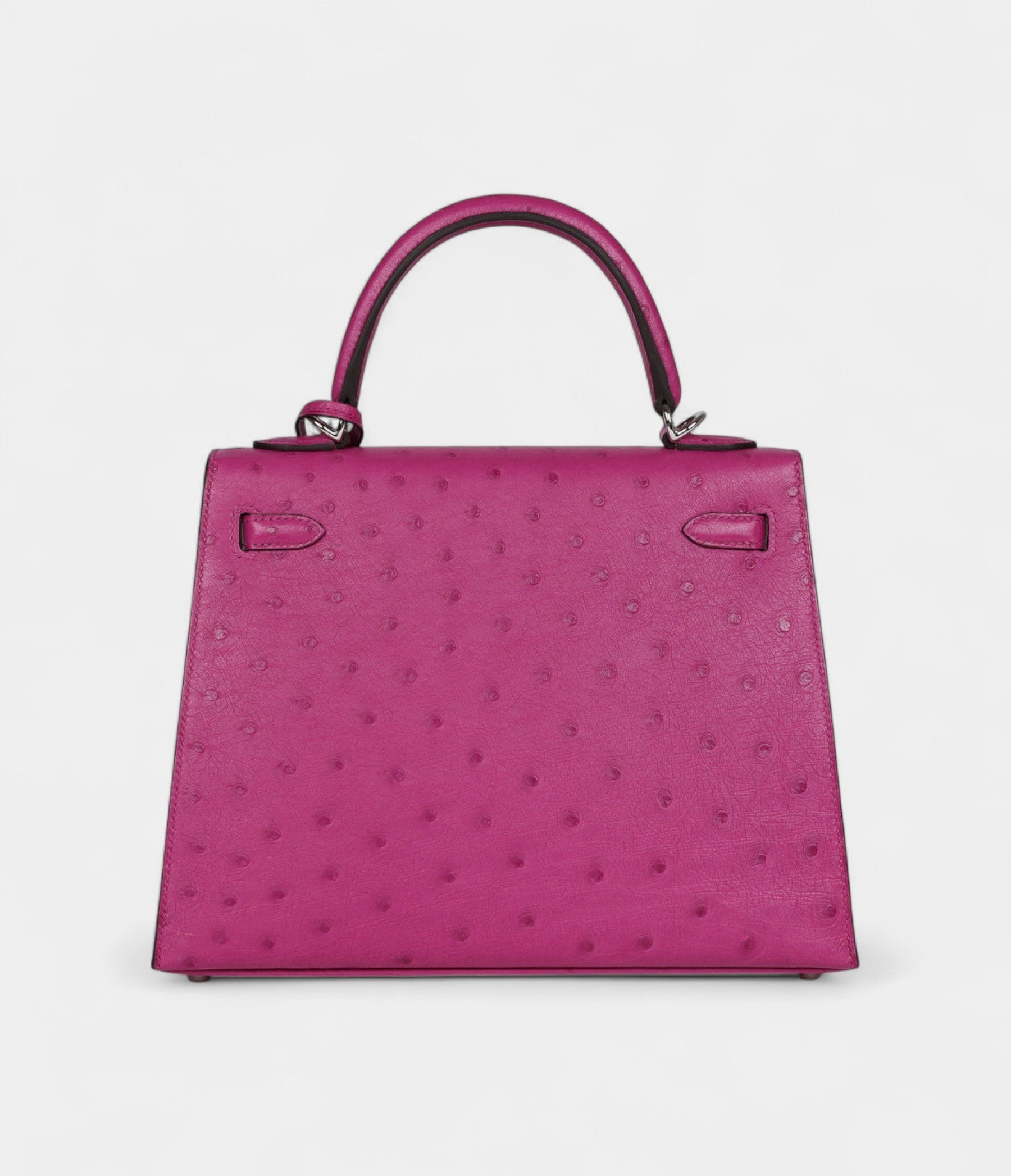 Hermes Kelly 25 Rose Purple Ostrich Palladium Hardware