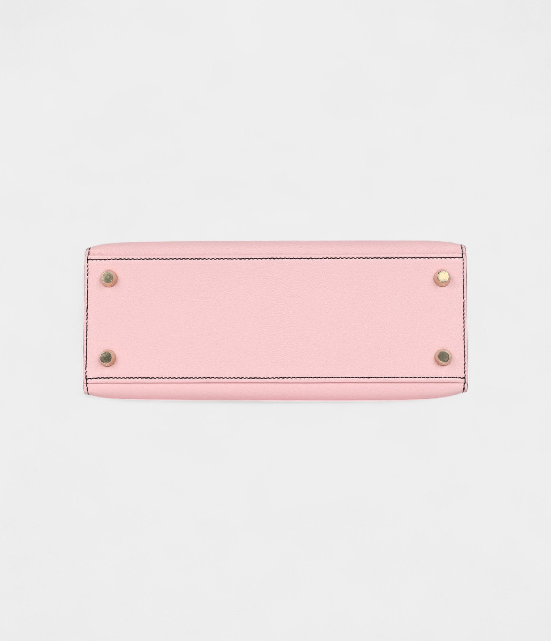 Hermes Kelly 25 Rose Sakura and Black Chevre Mysore Brushed Gold Hardware