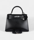 Hermes Kelly 28 Black Box Palladium Hardware