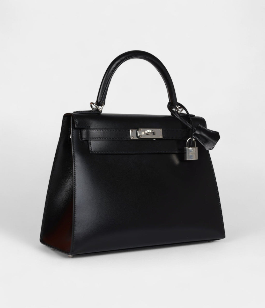 Hermes Kelly 28 Black Box Palladium Hardware