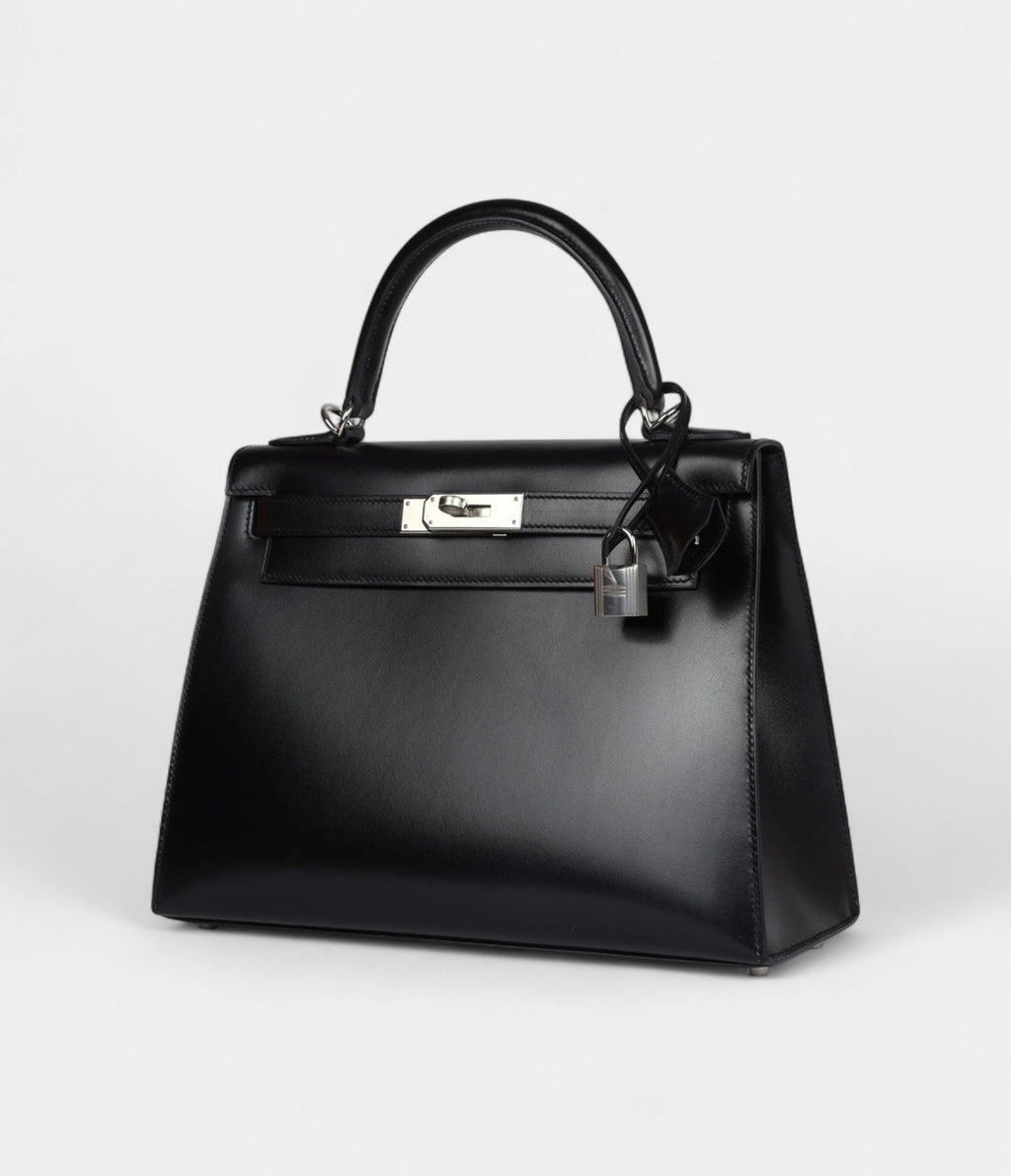 Hermes Kelly 28 Black Box Palladium Hardware