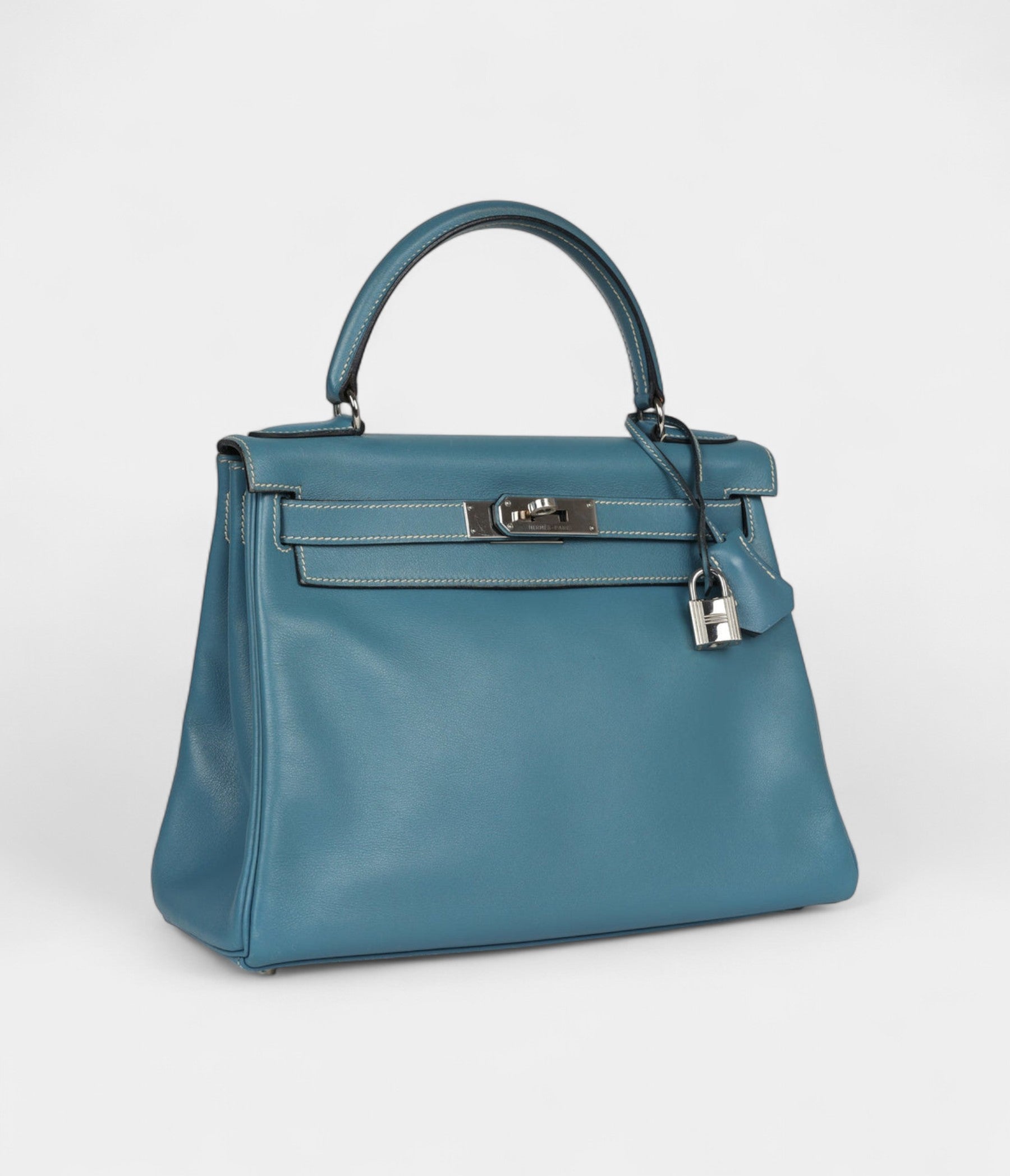 Hermes Kelly 28 Blue Jean Gulliver Palladium Hardware