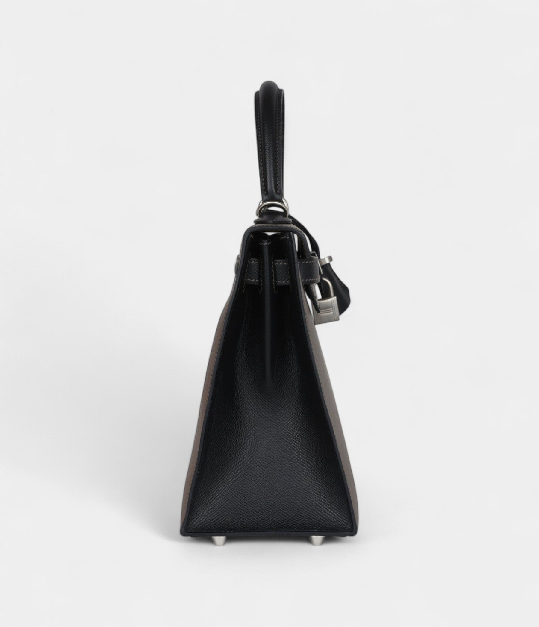 Hermes Kelly 28 Etain and Black Epsom Brushed Palladium Hardware