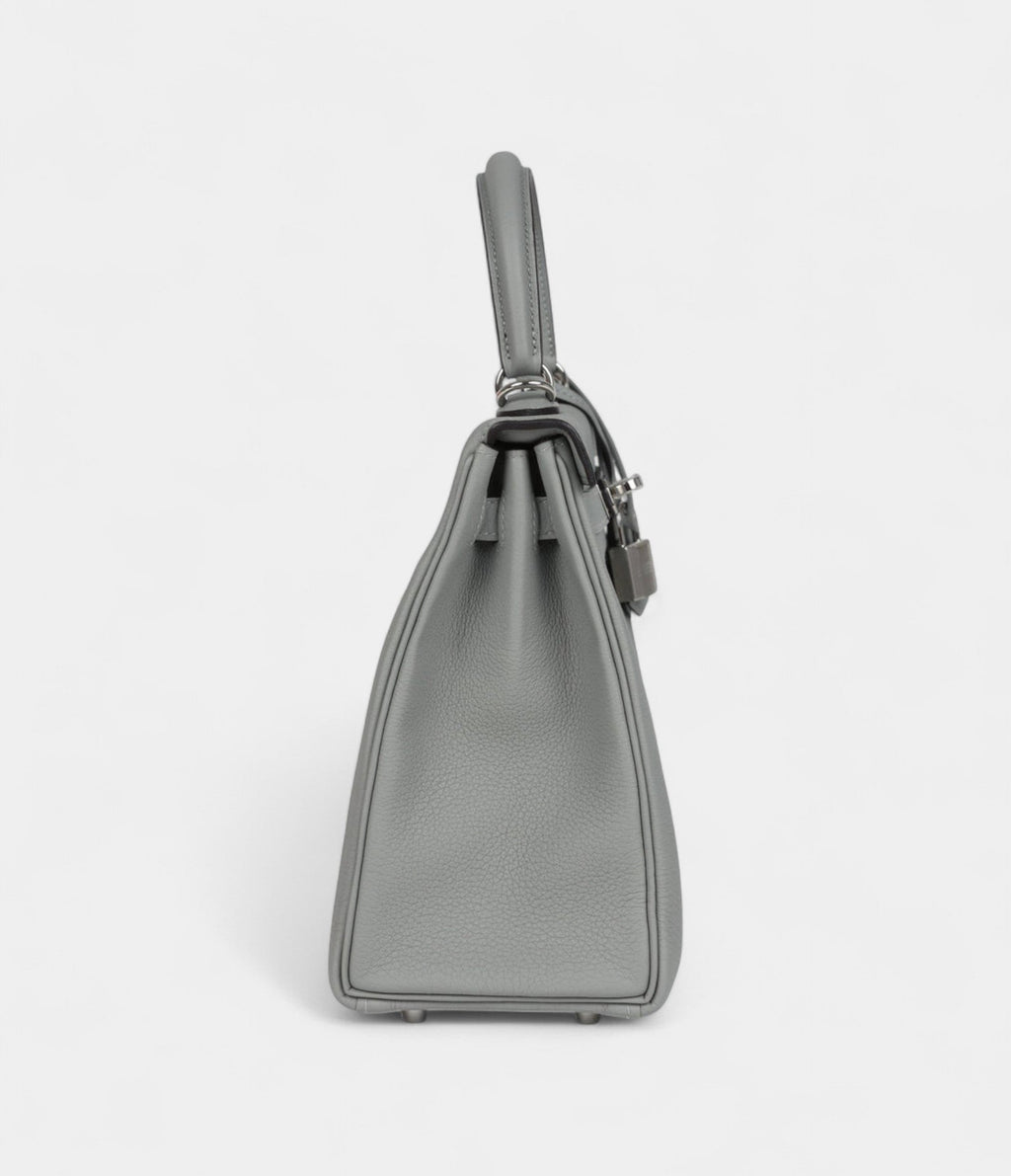 Hermes Kelly 28 Grey Seagull Togo Palladium Hardware