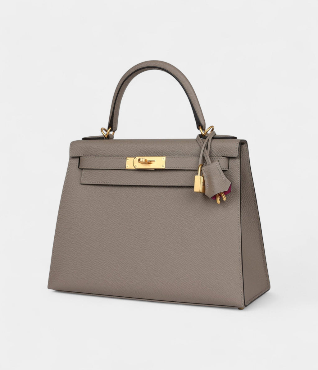 Hermes Kelly 28 Gris Asphalte Verso Epsom Brushed Gold Hardware