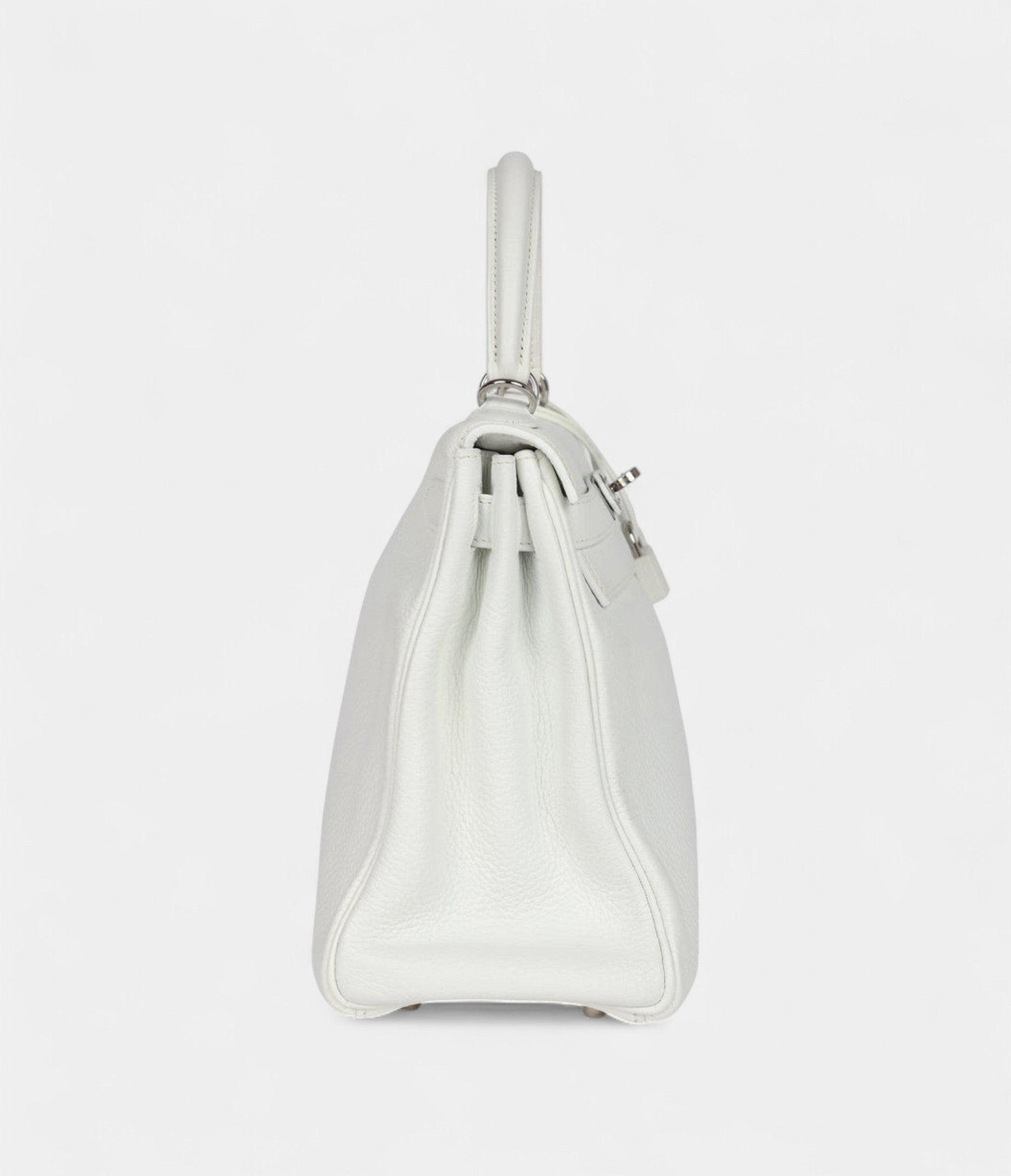 Hermes Kelly 28 White Clemence Palladium Hardware
