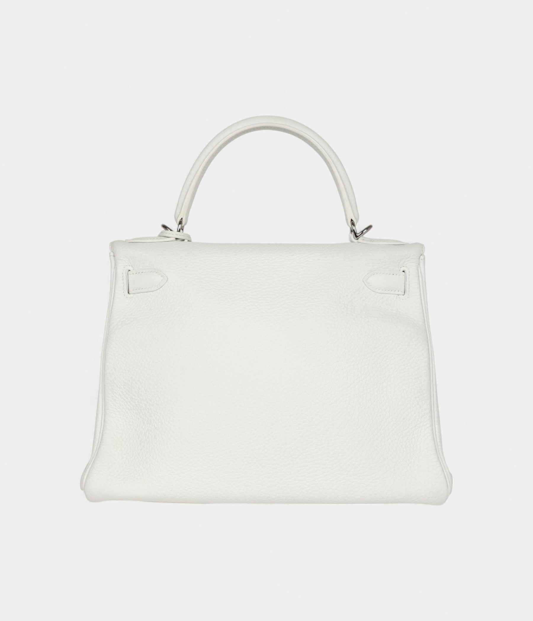 Hermes Kelly 28 White Clemence Palladium Hardware