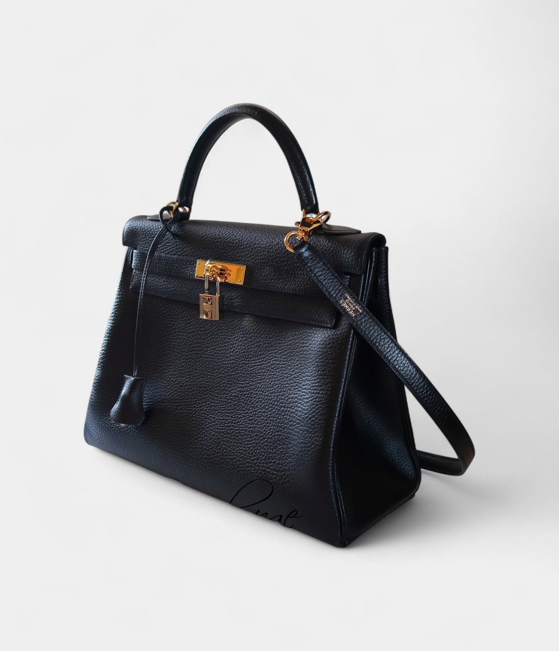 Hermes Kelly 32 Black Ardennes Gold Authentic Hardware