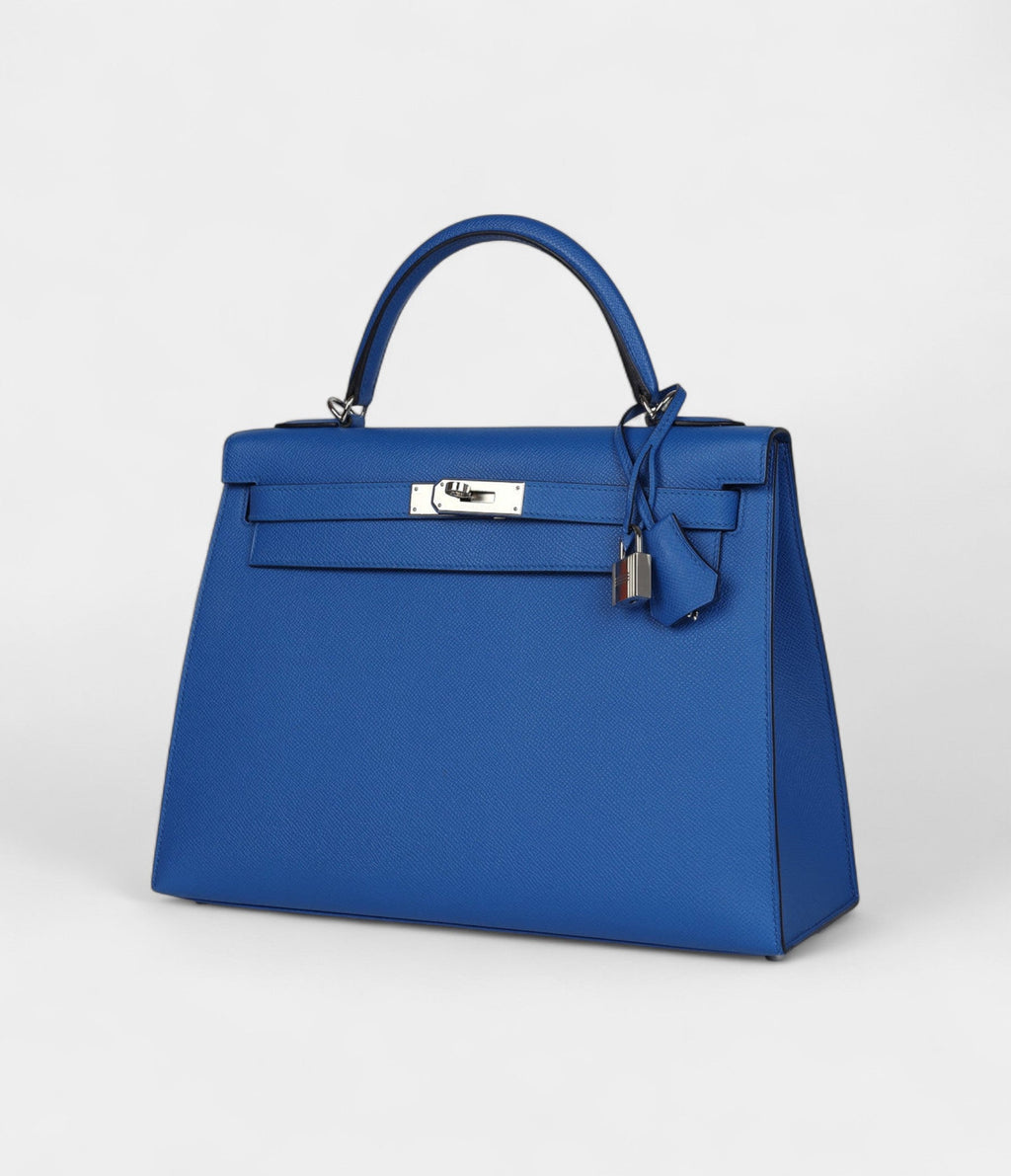 Hermès Kelly 32 Bleu Epsom Palladium Hardware