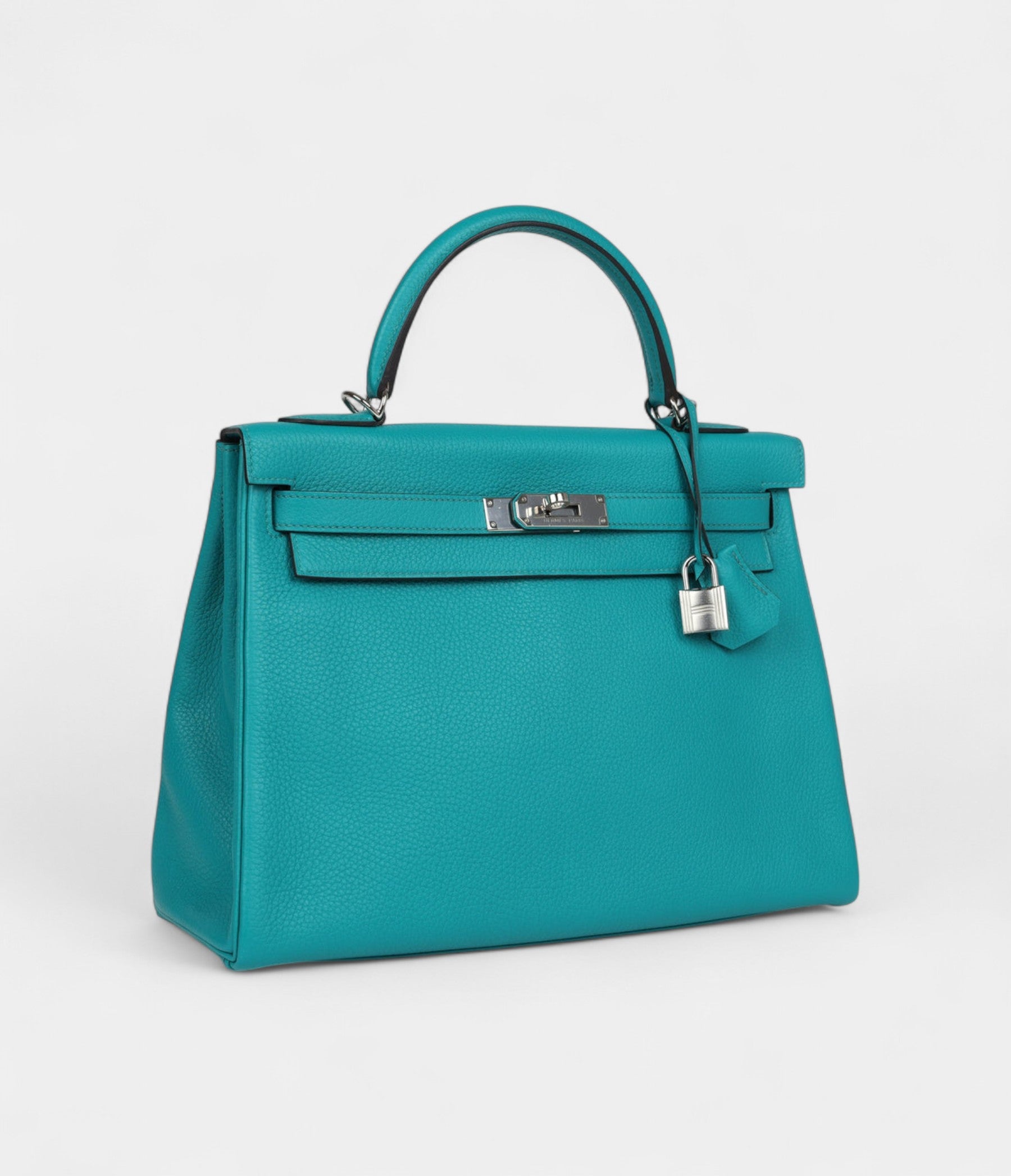 Hermès Kelly 32 Bleu Paon Clemence Palladium Hardware