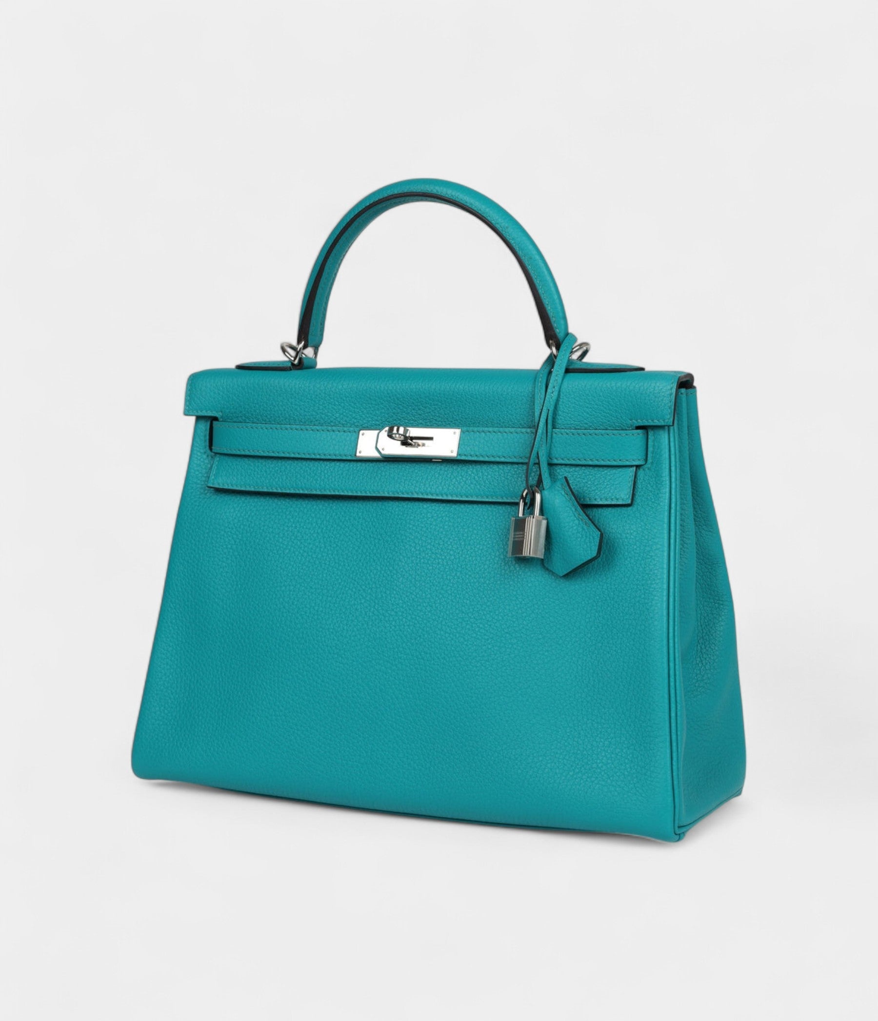 Hermès Kelly 32 Bleu Paon Clemence Palladium Hardware