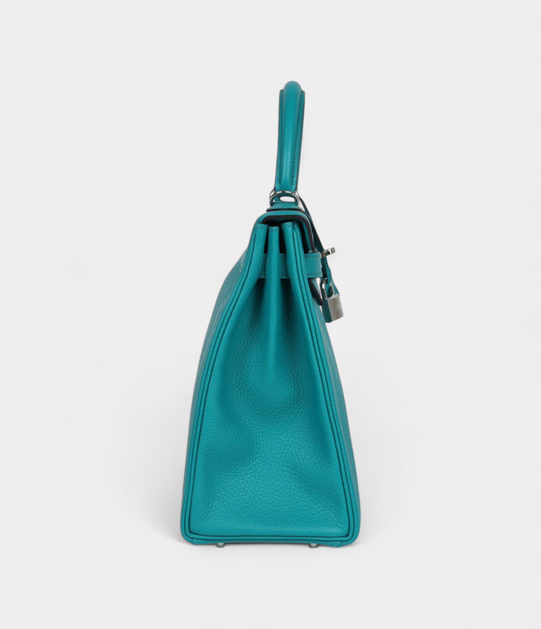Hermès Kelly 32 Bleu Paon Clemence Palladium Hardware
