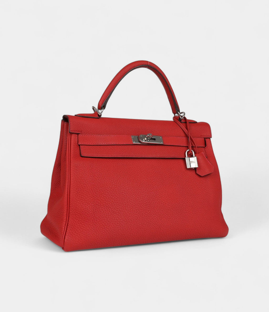 Hermès Kelly 32 Geranium Togo Palladium Hardware