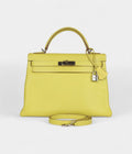 Hermes Kelly 32 Lime Candy Epsom Palladium Hardware