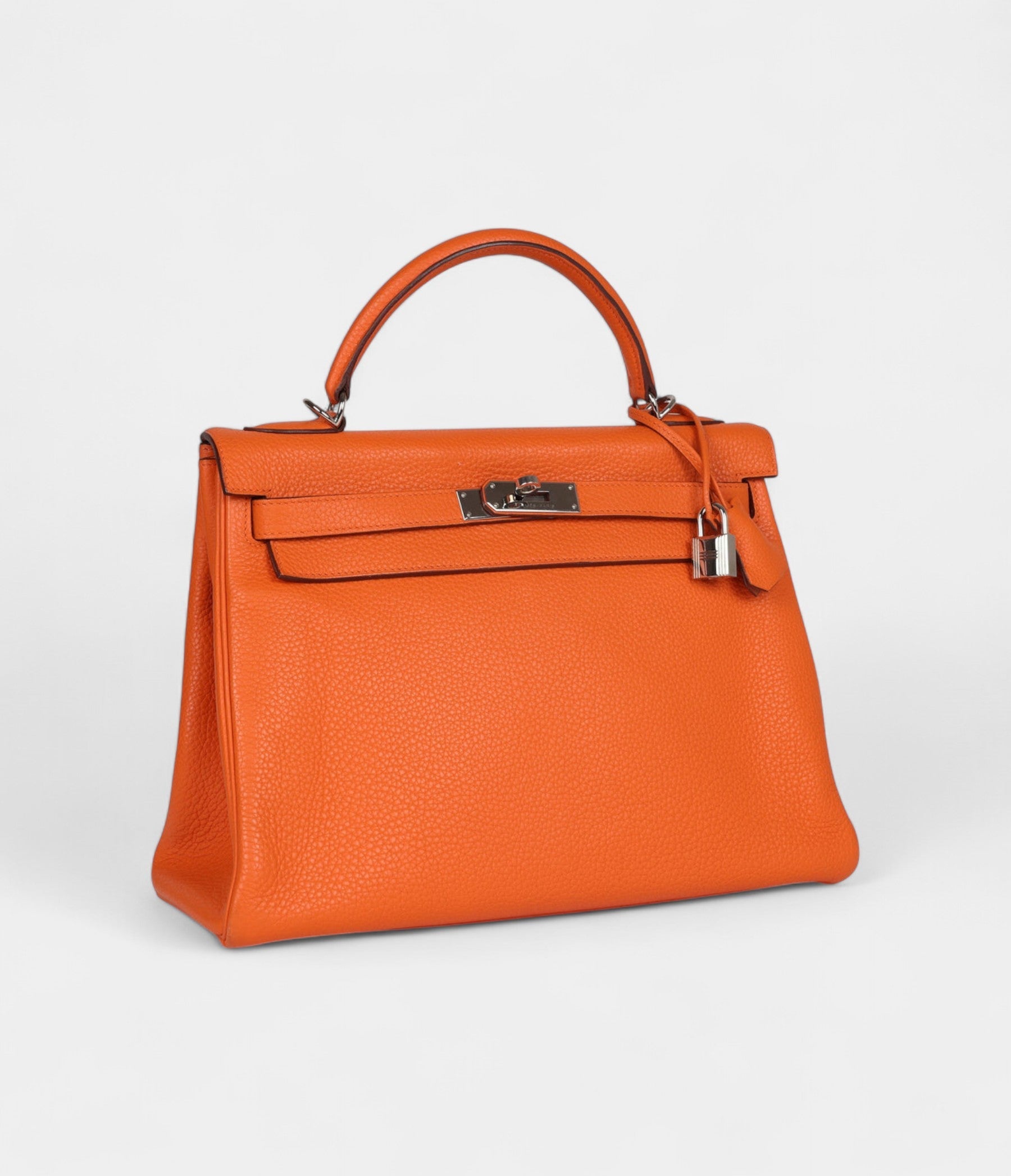 Hermès Kelly 32 Orange Togo Palladium Hardware