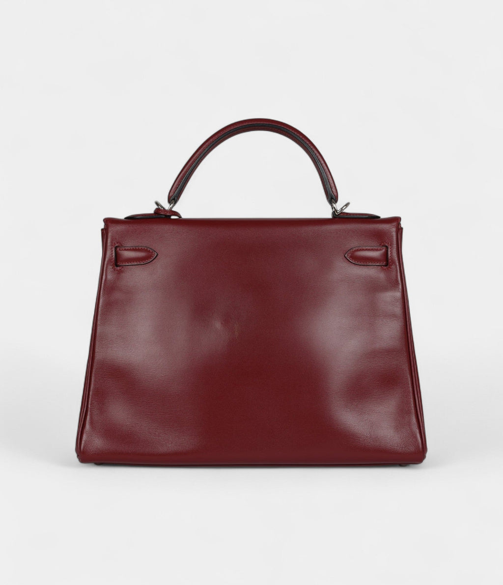 Hermès Kelly 32 Rouge H Box Palladium Hardware