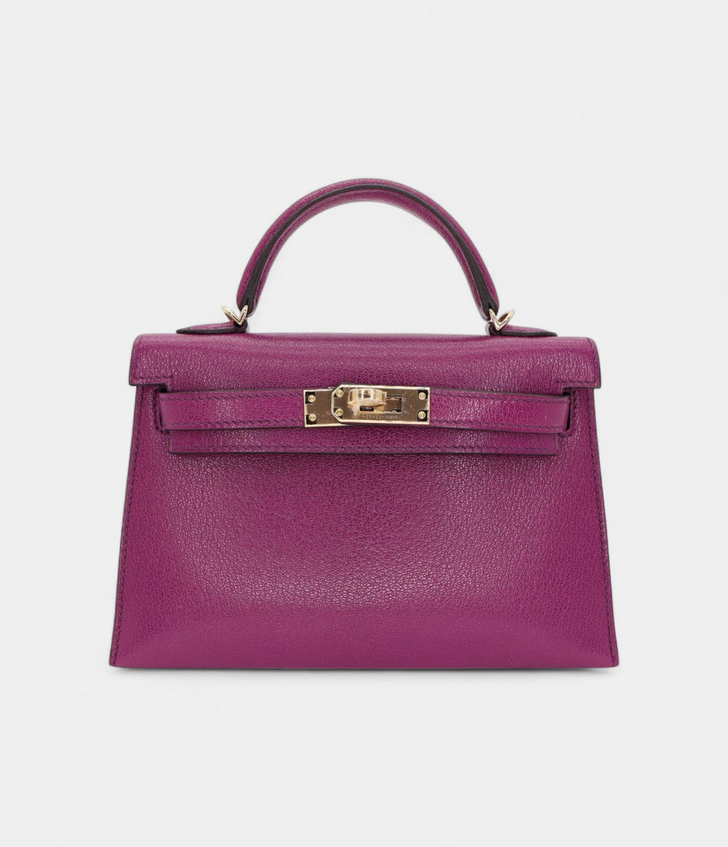 Hermès Kelly II Sellier Mini Anemone Chèvre Leather Gold Hardware
