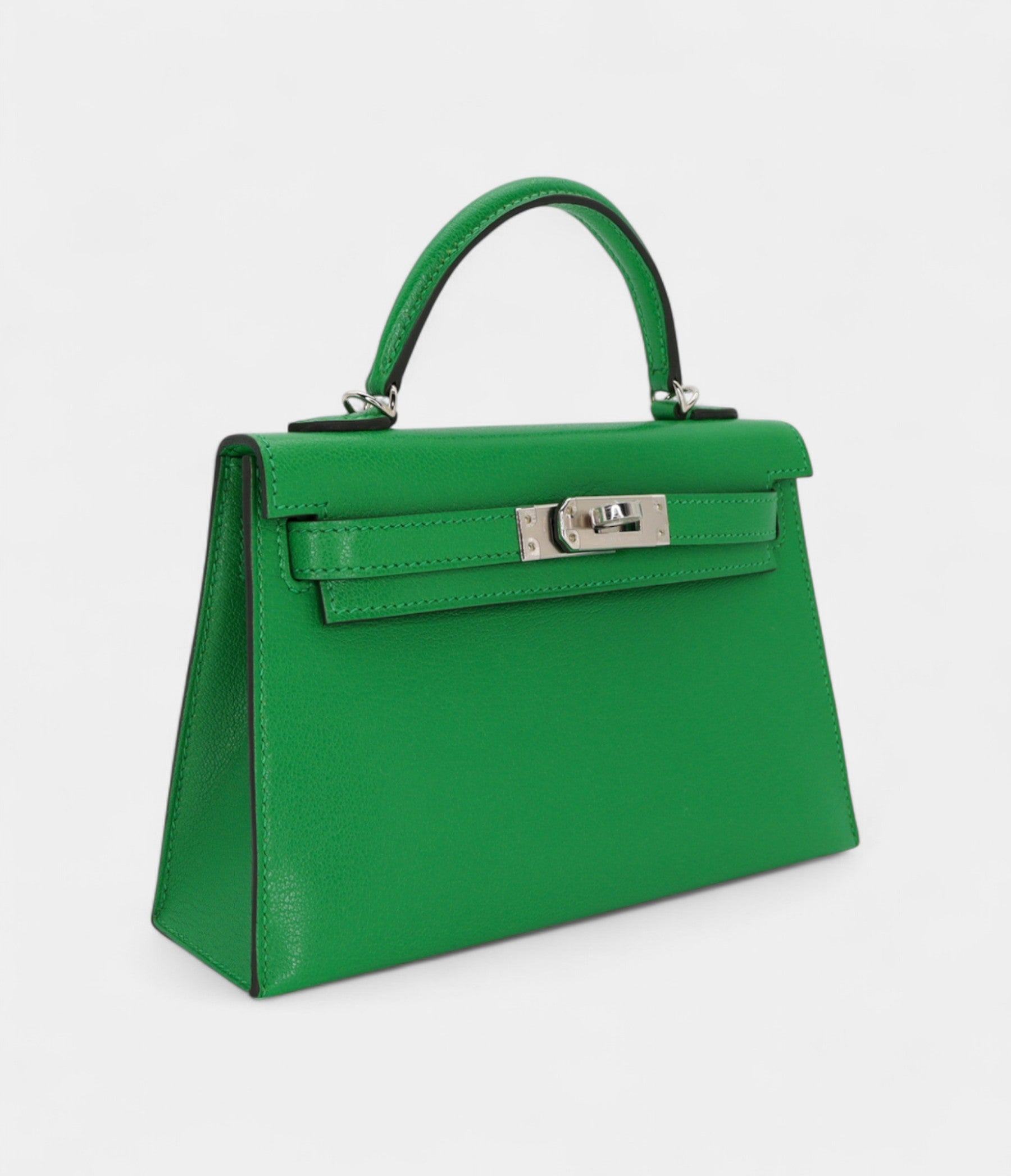 Hermès Kelly II Sellier Mini Bambou Chevre Leather Palladium Hardware