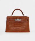 Hermès Kelly II Sellier Mini Gold Matte Alligator Palladium Hardware