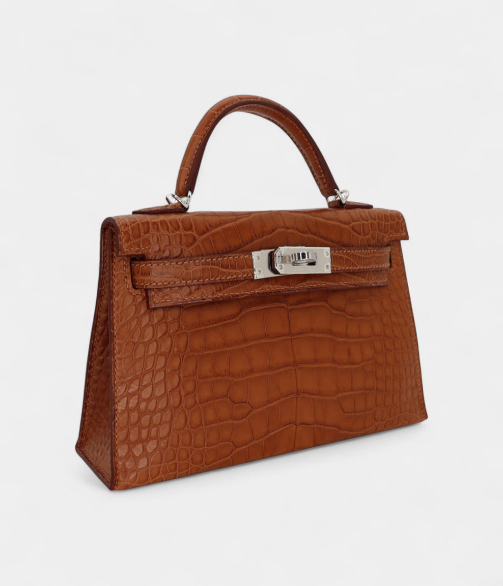 Hermès Kelly II Sellier Mini Gold Matte Alligator Palladium Hardware