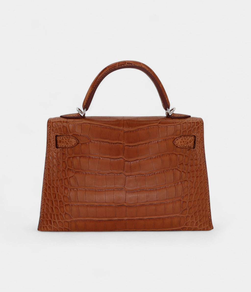 Hermès Kelly II Sellier Mini Gold Matte Alligator Palladium Hardware