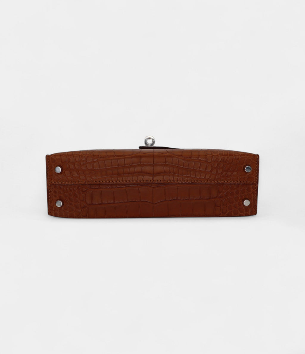 Hermès Kelly II Sellier Mini Gold Matte Alligator Palladium Hardware