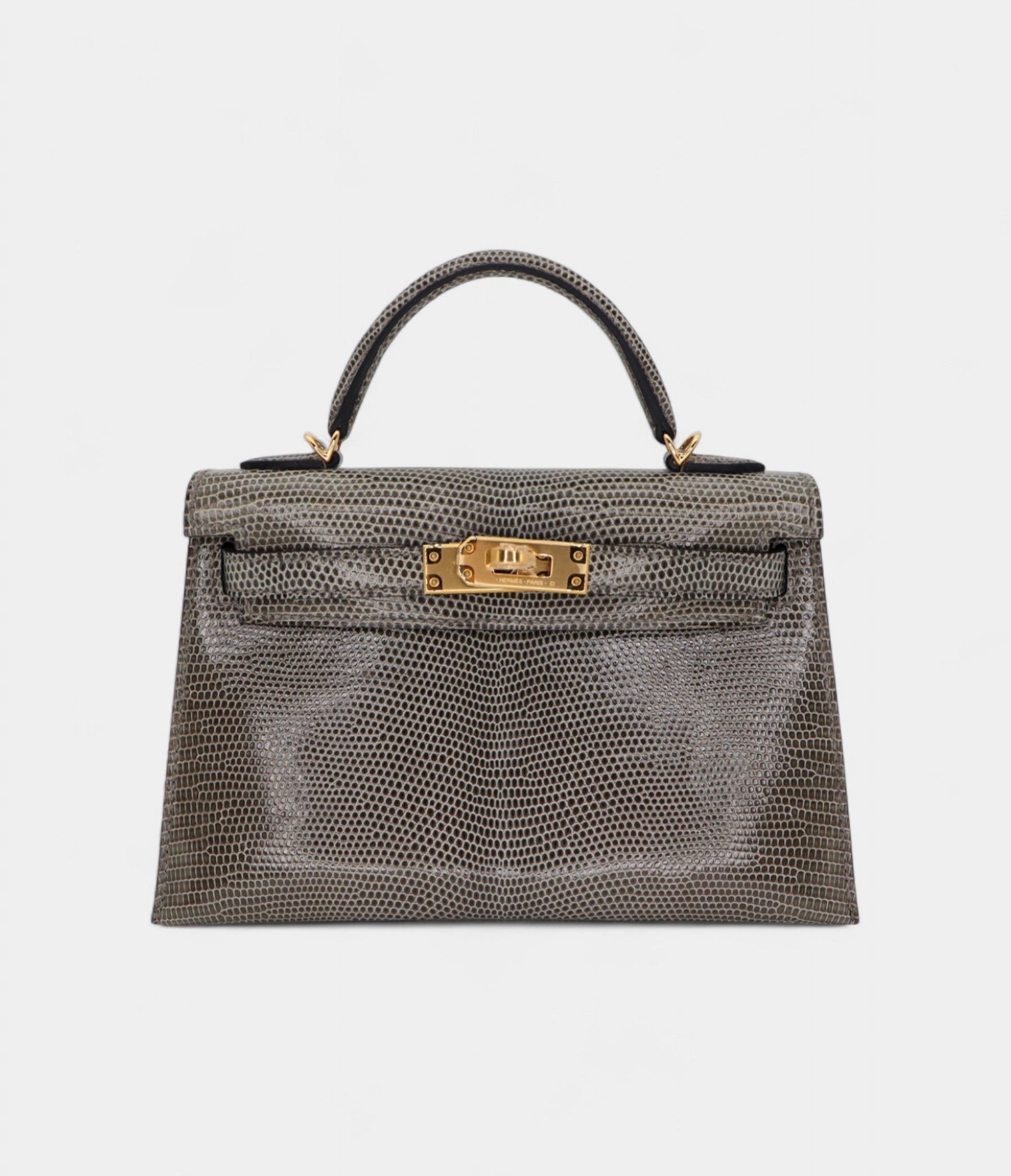Hermès Kelly II Sellier Mini Gris Fonce Shiny Lizard Gold Hardware