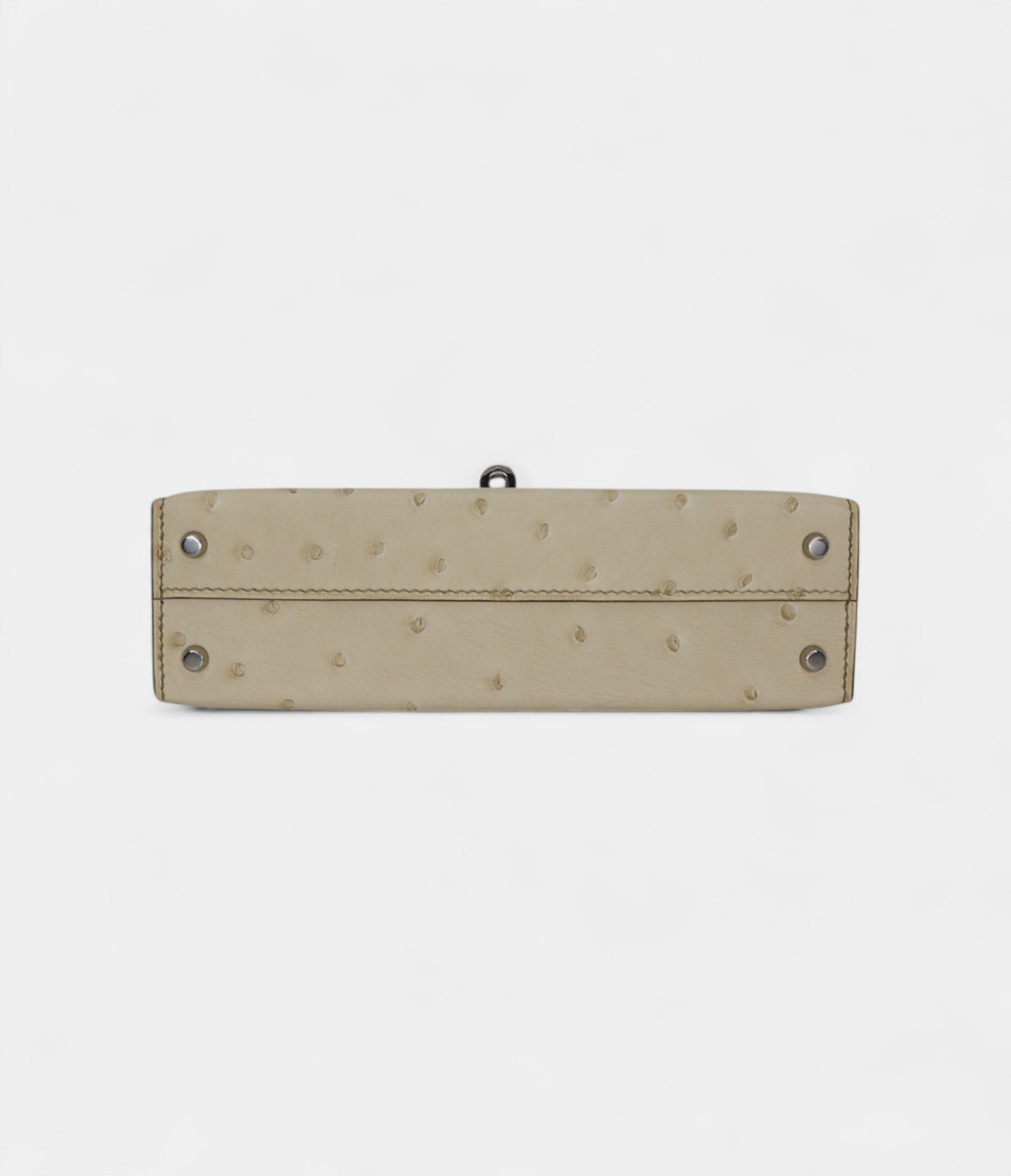 Hermès Kelly II Sellier Mini Beton/Bluette Ostrich Palladium Hardware