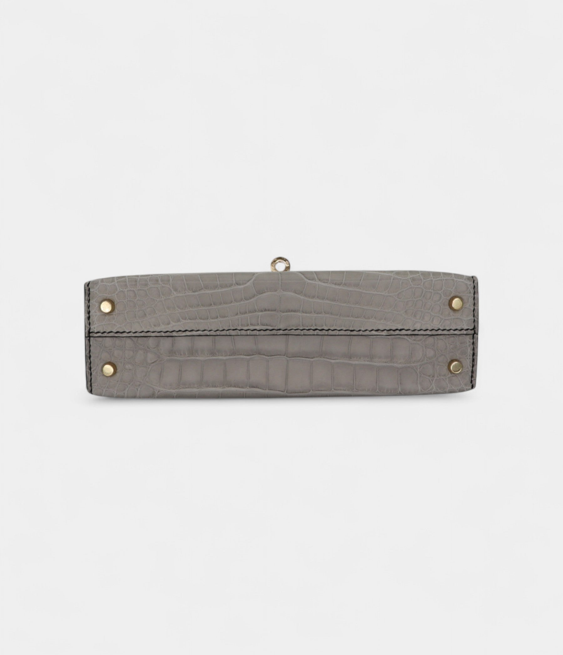 Hermès Kelly II Sellier Mini Gris Perle/Black Matte Alligator Permabrass Hardware